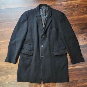 John Varvatos Mens Size 46 Black 100% Cashmere Overcoat Coat Jacket